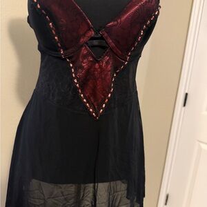 Elegant Black and Red Lace Lingerie